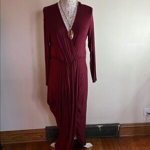 SHEIN Deep Red Long Sleeve Dress